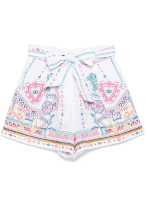 Camilla belted shorts - White