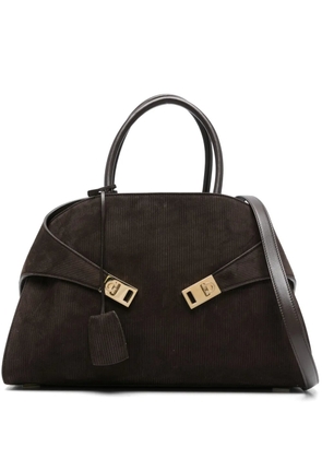 Ferragamo corduroy clasp tote bag - Brown