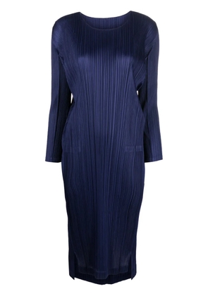 Pleats Please Issey Miyake pleated long-sleeve midi dress - Blue