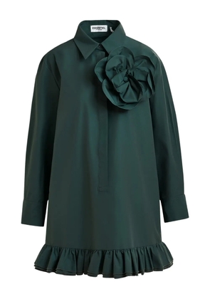 Essentiel Antwerp flower-embellished ruffled-hem mini dress - Green