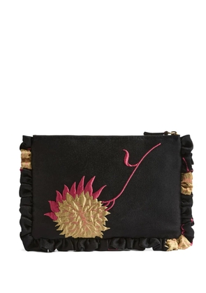 La DoubleJ floral-pattern clutch bag - Black