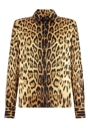 Roberto Cavalli jaguar-print button-up shirt - Brown