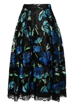 SHIATZY CHEN Libre collection electric-embroidered rose skirt - Black