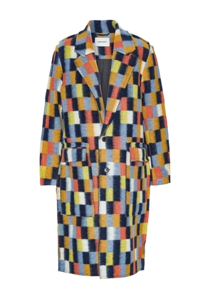 Henrik Vibskov square-motif single-breasted coat - Brown