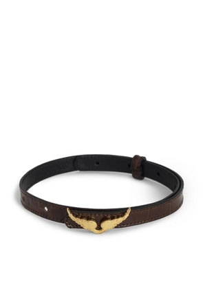 Zadig&Voltaire Rock croco leather bracelet - Brown