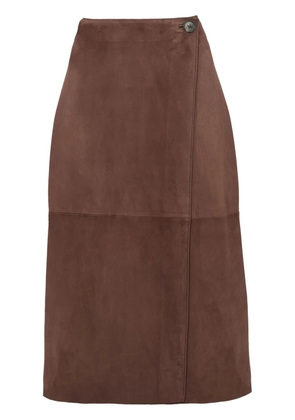 Yves Salomon suede midi skirt - Brown