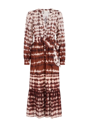 Marie Oliver tie-dye belted midi dress - Red