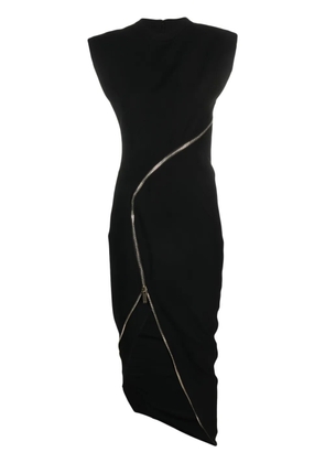 Genny zip-up asymmetric midi dress - Black