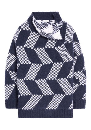 DRIES VAN NOTEN geometric-pattern sweater - Blue
