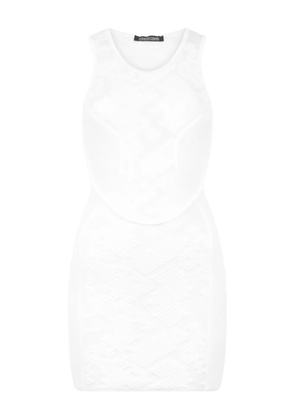 Roberto Cavalli patterned-jacquard mini dress - White