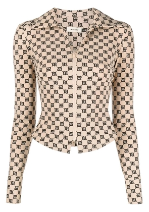 MISBHV monogram-print zip-up top - Neutrals