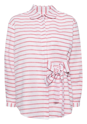 Bambah striped tie belt shirt - White