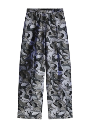 DRIES VAN NOTEN floral-print tailored pants - Black