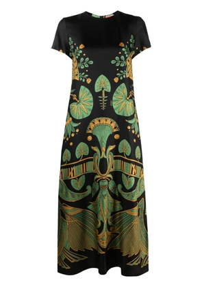 La DoubleJ Swing graphic-print silk dress - Black