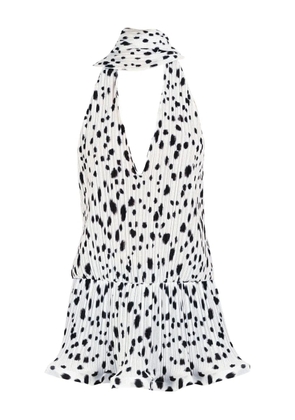 Rowen Rose dalmatian-pattern pleated dress - White