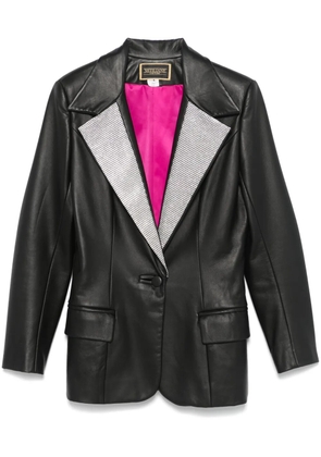 MITILIANE COUTURE crystal-lapels faux-leather blazer - Black