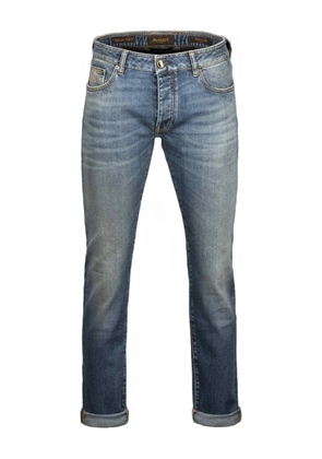 Moorer logo-patch cuffed jeans - Blue