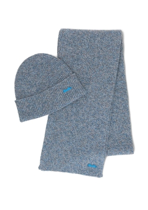 Borsalino ribbed wool beanie set - Blue