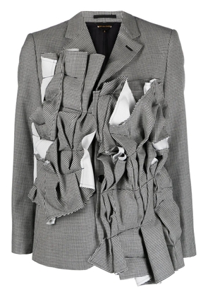 Comme Des Garçons houndstooth ruffled-detail wool blazer - Black