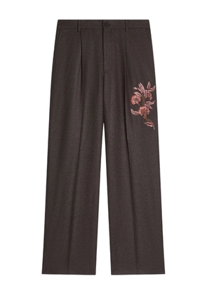 DRIES VAN NOTEN floral-embroidered trousers - Brown