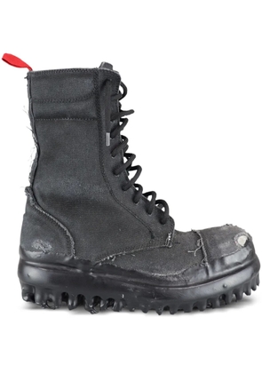 424 Miner lace-up frayed boots - Black