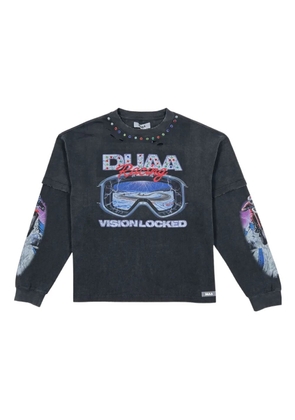 duaa Focused distressed long-sleeve T-shirt - Black
