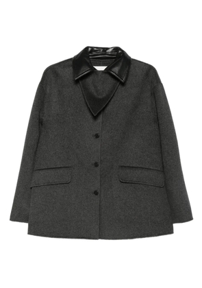 Nanushka contrast-collar wool jacket - Grey