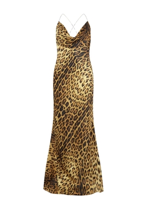 Roberto Cavalli cowl-neck leopard-print maxi dress - Brown