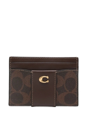 Coach Signature Canvas card holder - B4 BRASS/MAPLE