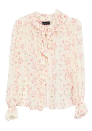 STYLAND ruffled floral-print blouse - Neutrals