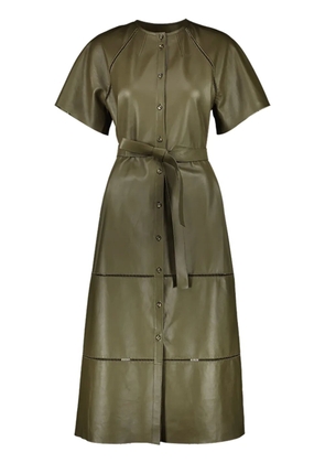 Yves Salomon belted leather midi dress - Green