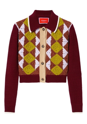 La DoubleJ crochet-panel button-fastening cardigan - Brown
