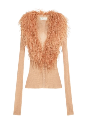 Blumarine feather-collar cardigan - Pink