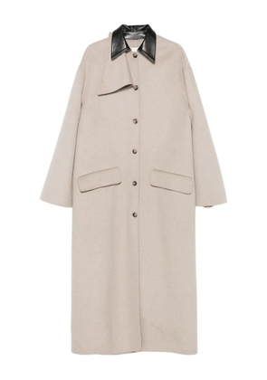 Nanushka contrast-collar button coat - Neutrals