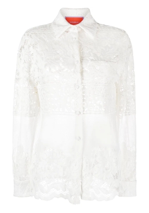 La DoubleJ Boy lace-embroidered button-down shirt - White