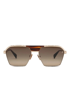 Balmain Eyewear geometric-frame sunglasses - Brown