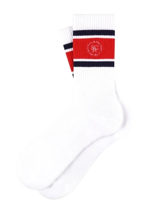 Sporty & Rich stripe logo socks - White