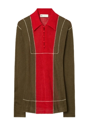 Tory Burch colour-block wool polo shirt - Green