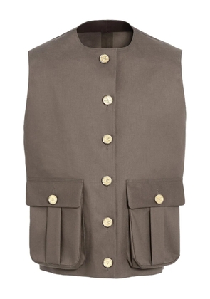 Barrie button-fastening sleeveless jacket - Brown