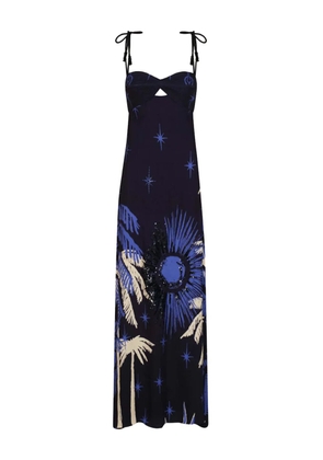 Johanna Ortiz Dancing With The Shadows tie-strap printed dress - Blue