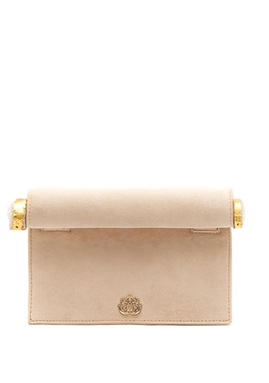 Isla logo-plaque clutch bag - Neutrals