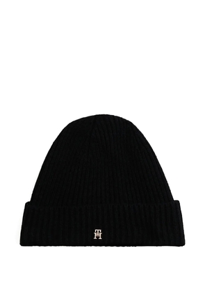 Tommy Hilfiger logo-detail cashmere beanie - Black