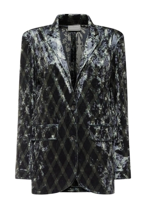 Pierre-Louis Mascia diamond-pattern velvet blazer - Black