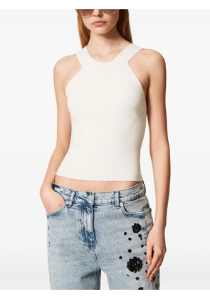 TWINSET ribbed racer-neck top - White