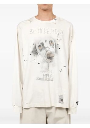 Maison MIHARA YASUHIRO dog-print long-sleeve T-shirt - Neutrals