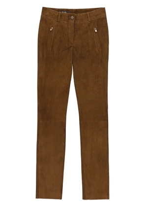 Loro Piana straight-leg lambskin trousers - Brown