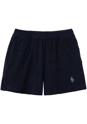 Sporty & Rich embroidered-logo cotton shorts - Blue
