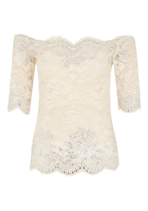 Rabanne off-shoulder embellished-detail top - P105 IVORY