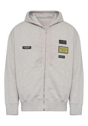 MM6 Maison Margiela zip-up logo-appliqué hoodie - Grey