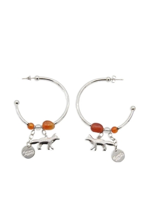 Maison Kitsuné fox-carnelian hoop earrings - Silver